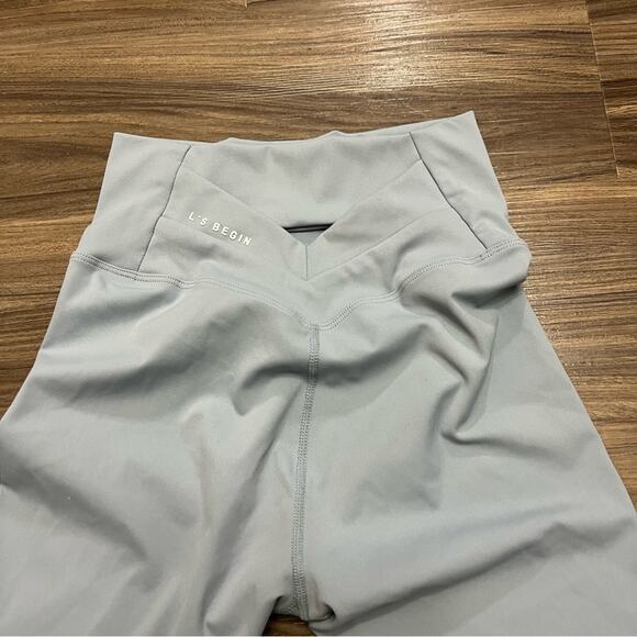 l's begin womens High waist cross cut out leggings blue sz small - Picture 3 of 7